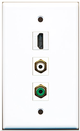 RiteAV - 1 Port HDMI and 1 Port RCA White and 1 Port RCA Green Wall Plate