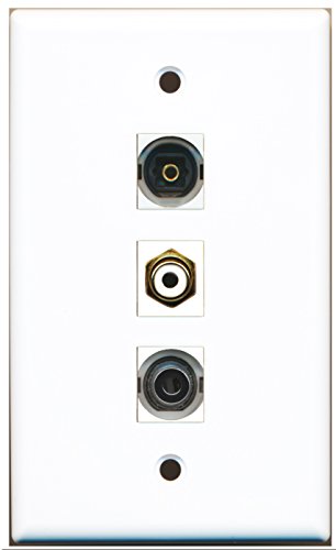 RiteAV - 1 Port RCA White and 1 Port Toslink and 1 Port 3.5mm Wall Plate