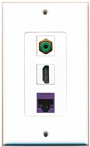 RiteAV - 1 Port HDMI 1 RCA Green 1 Cat5e Ethernet Purple Wall Plate Decorative
