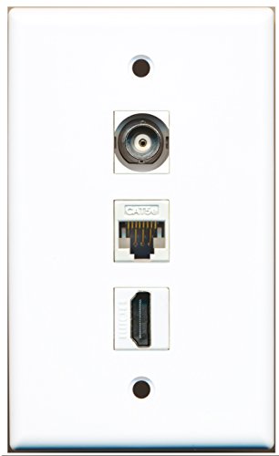 RiteAV - 1 Port HDMI and 1 Port BNC and 1 Port Cat5e Ethernet White Wall Plate