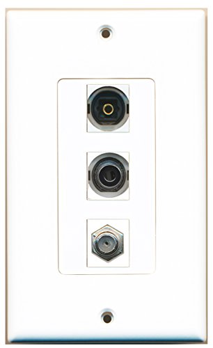 RiteAV - 1 Port Coax Cable TV- F-Type and 1 Port Toslink and 1 Port 3.5mm Decorative Wall Plate Decorative