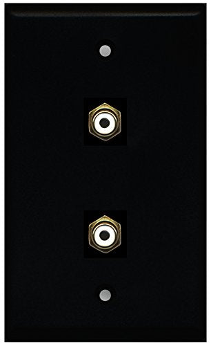 RiteAV - Black 2 Port RCA White Wall Plate