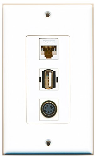 RiteAV - 1 Port USB A-A and 1 Port S-Video and 1 Port Cat6 Ethernet White Decorative Wall Plate Decorative