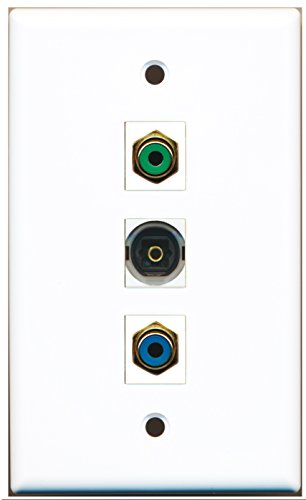 RiteAV - 1 Port RCA Green and 1 Port RCA Blue and 1 Port Toslink Wall Plate