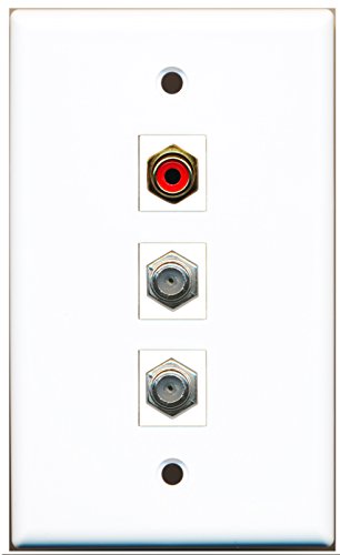 RiteAV - 1 Port RCA Red 2 Port Coax Cable TV- F-Type Wall Plate