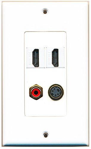 RiteAV - 2 Port HDMI 1 Port RCA Red 1 Port S-Video Wall Plate Decorative
