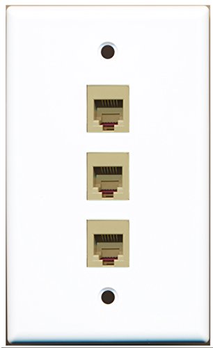 RiteAV - 3 Port Phone RJ11 RJ12 Beige Wall Plate