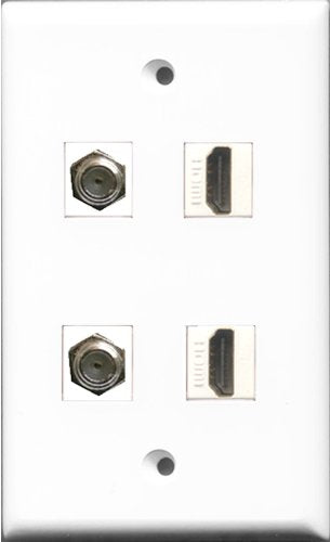 RiteAV - 2 Port HDMI 2 Port Coax Cable TV- F-Type Wall Plate