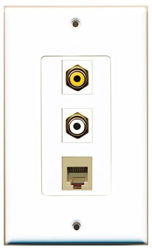 RiteAV - 1 Port RCA White and 1 Port RCA Yellow and 1 Port Phone RJ11 RJ12 Beige Decorative Wall Plate Decorative