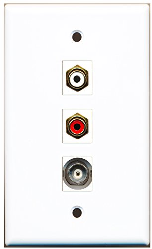 RiteAV - 1 Port RCA Red and 1 Port RCA White and 1 Port BNC Wall Plate