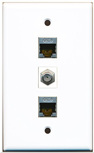 RiteAV - 1 Port Coax Cable TV- F-Type 2 Port Shielded Cat6 Ethernet Wall Plate
