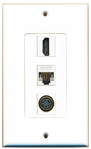 RiteAV - 1 Port HDMI and 1 Port S-Video and 1 Port Cat5e Ethernet White Decorative Wall Plate