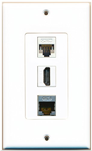 RiteAV - 1 Port HDMI and 1 Port Shielded Cat6 Ethernet and 1 Port Cat5e Ethernet White Decorative Wall Plate