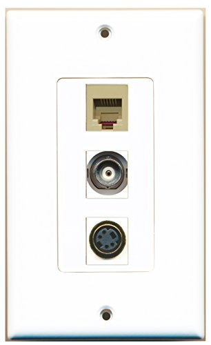 RiteAV - 1 Port Phone RJ11 RJ12 Beige and 1 Port S-Video and 1 Port BNC Decorative Wall Plate Decorative