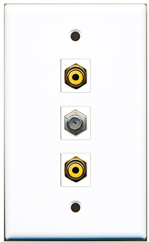 RiteAV - 2 Port RCA Yellow and 1 Port Coax Cable TV- F-Type Wall Plate