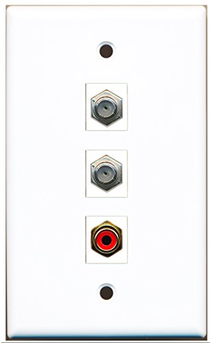 RiteAV - 1 Port RCA Red 2 Port Coax Cable TV- F-Type Wall Plate