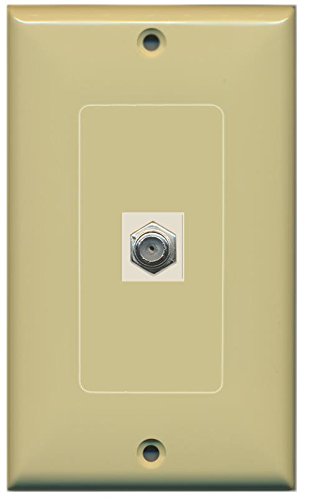 RiteAV Coax Cable TV Wall Plate 1 Gang Decorative Ivory