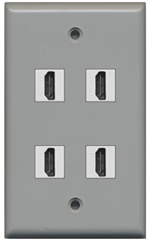 RiteAV - 4 Port HDMI Wall Plate - Gray