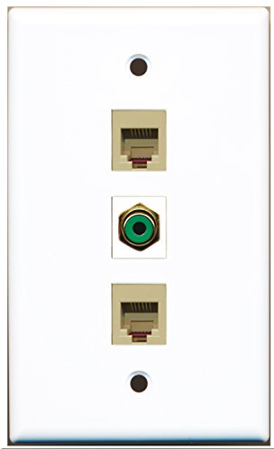 RiteAV - 1 Port RCA Green 2 Port Phone RJ11 RJ12 Beige Wall Plate