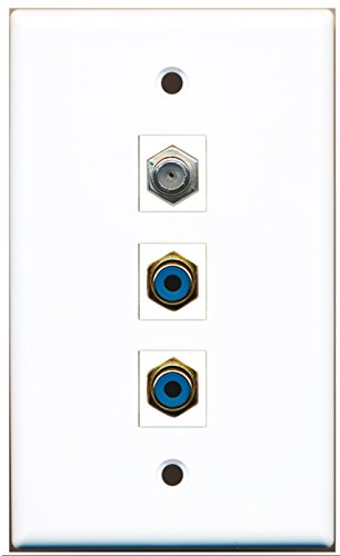 RiteAV - 2 Port RCA Blue and 1 Port Coax Cable TV- F-Type Wall Plate