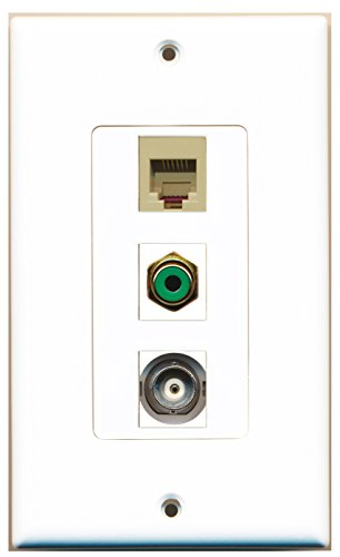RiteAV - 1 Port RCA Green and 1 Port Phone RJ11 RJ12 Beige and 1 Port BNC Decorative Wall Plate Decorative