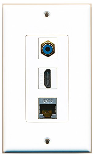 RiteAV - 1 Port HDMI and 1 Port RCA Blue and 1 Port Shielded Cat6 Ethernet Decorative Wall Plate