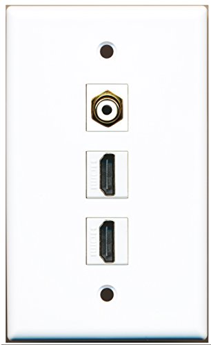 RiteAV - 2 Port HDMI 1 RCA White Wall Plate