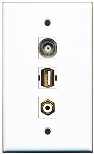 RiteAV - 1 Port RCA White and 1 Port USB A-A and 1 Port BNC Wall Plate