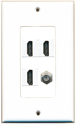 RiteAV - 3 Port HDMI 1 Port Coax Cable TV- F-Type Wall Plate Decorative
