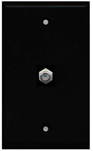 RiteAV Coax Cable TV Wall Plate 1 Gang Flat - Black