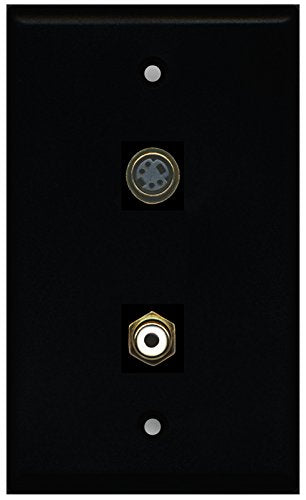 RiteAV - Black 1 Port RCA White 1 Port S-Video Wall Plate
