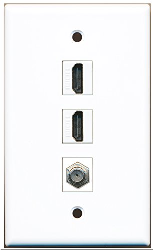 RiteAV - 2 Port HDMI and 1 Port Coax Cable TV- F-Type Wall Plate