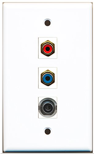 RiteAV - 1 Port RCA Red and 1 Port RCA Blue and 1 Port 3.5mm Wall Plate