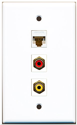 RiteAV - 1 Port RCA Red and 1 Port RCA Yellow and 1 Port Cat6 Ethernet White Wall Plate