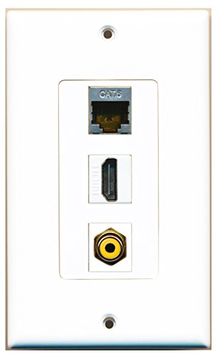 RiteAV - 1 Port HDMI 1 RCA Yellow 1 Shielded Cat6 Ethernet Wall Plate Decorative