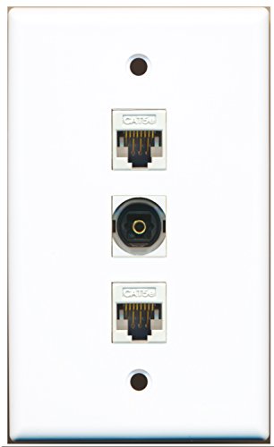 RiteAV - 1 Port Toslink 2 Port Cat5e Ethernet White Wall Plate
