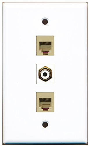 RiteAV - 1 Port RCA White 2 Port Phone RJ11 RJ12 Beige Wall Plate