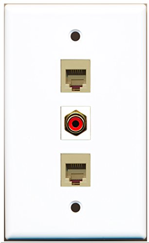 RiteAV - 1 Port RCA Red 2 Port Phone RJ11 RJ12 Beige Wall Plate