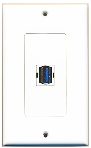 RiteAV - 1 Port USB 3.0 Female A-A Decorative 1 Gang White Wall Plate