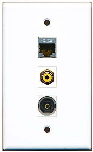 RiteAV - 1 Port RCA Yellow and 1 Port Shielded Cat6 Ethernet and 1 Port Toslink Wall Plate