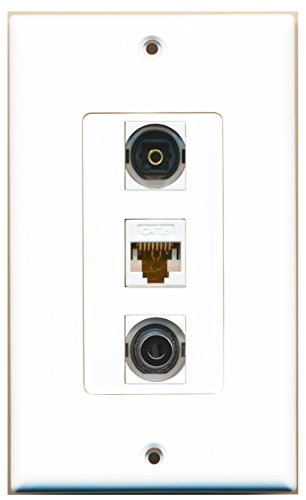 RiteAV - 1 Port Toslink and 1 Port 3.5mm and 1 Port Cat6 Ethernet White Decorative Wall Plate Decorative