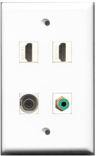 RiteAV - 2 Port HDMI 1 Port RCA Green 1 Port 3.5mm Wall Plate