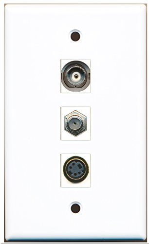 RiteAV - 1 Port Coax Cable TV- F-Type and 1 Port S-Video and 1 Port BNC Wall Plate
