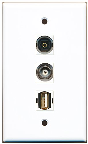 RiteAV - 1 Port USB A-A and 1 Port Toslink and 1 Port BNC Wall Plate
