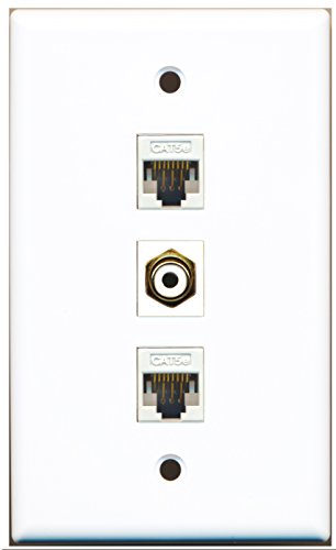 RiteAV - 1 Port RCA White 2 Port Cat5e Ethernet White Wall Plate