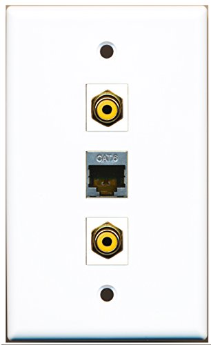 RiteAV - 2 Port RCA Yellow and 1 Port Shielded Cat6 Ethernet Wall Plate
