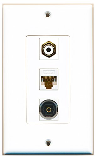 RiteAV - 1 Port RCA White and 1 Port Toslink and 1 Port Cat6 Ethernet White Decorative Wall Plate Decorative