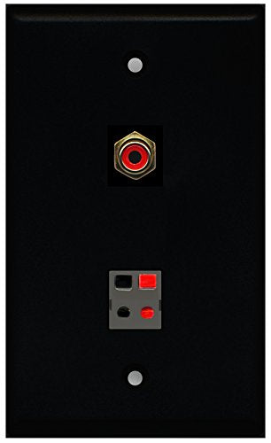RiteAV - Black 1 Port RCA Red 1 Port Speaker Wall Plate