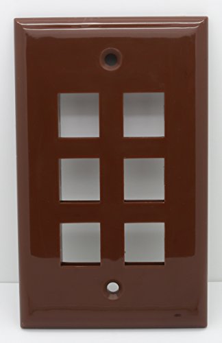 RiteAV Blank Wall Plate for Keystone Jacks - Brown 1 Gang 6 Port