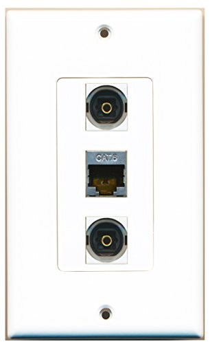 RiteAV - 1 Port Shielded Cat6 Ethernet 2 Port Toslink Decorative Wall Plate Decorative
